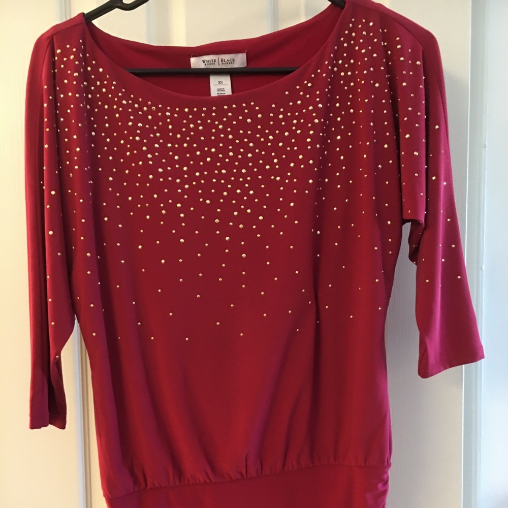 WHBM Blouson Embellished Top - XS
